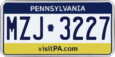 PA license plate MZJ3227