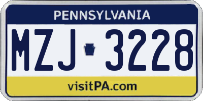 PA license plate MZJ3228