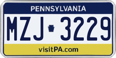PA license plate MZJ3229