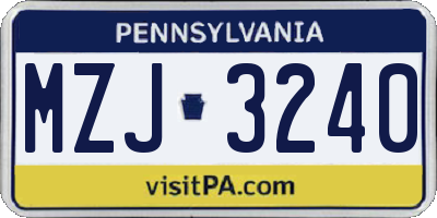 PA license plate MZJ3240