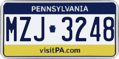 PA license plate MZJ3248