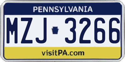 PA license plate MZJ3266