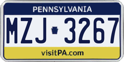 PA license plate MZJ3267