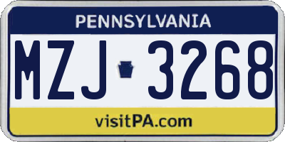 PA license plate MZJ3268