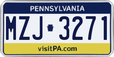 PA license plate MZJ3271