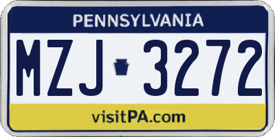 PA license plate MZJ3272