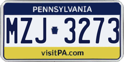 PA license plate MZJ3273