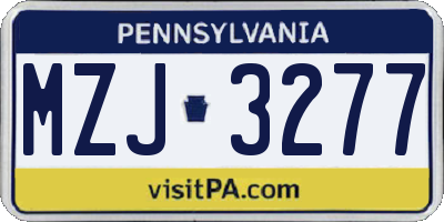 PA license plate MZJ3277