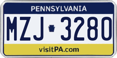 PA license plate MZJ3280