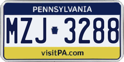 PA license plate MZJ3288