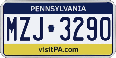 PA license plate MZJ3290