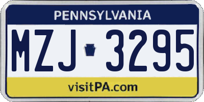 PA license plate MZJ3295