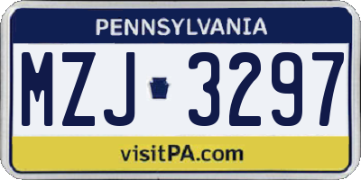 PA license plate MZJ3297