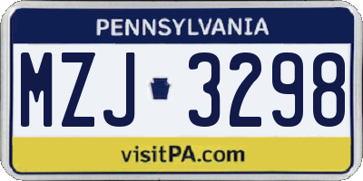 PA license plate MZJ3298