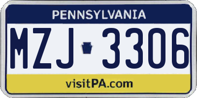 PA license plate MZJ3306