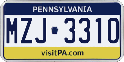 PA license plate MZJ3310