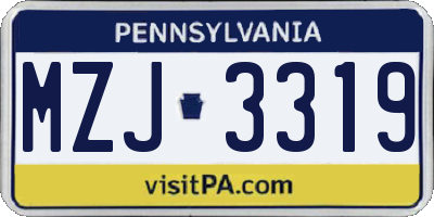 PA license plate MZJ3319