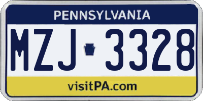PA license plate MZJ3328
