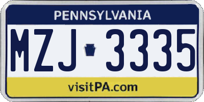 PA license plate MZJ3335