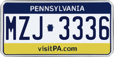 PA license plate MZJ3336