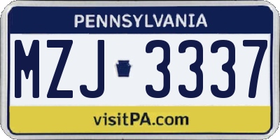 PA license plate MZJ3337