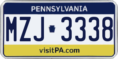 PA license plate MZJ3338