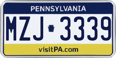 PA license plate MZJ3339