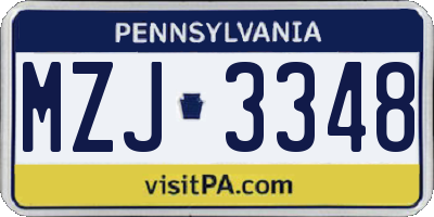 PA license plate MZJ3348