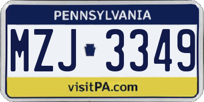 PA license plate MZJ3349