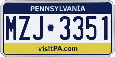 PA license plate MZJ3351