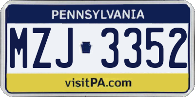 PA license plate MZJ3352