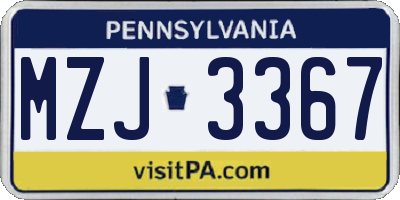 PA license plate MZJ3367