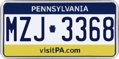 PA license plate MZJ3368