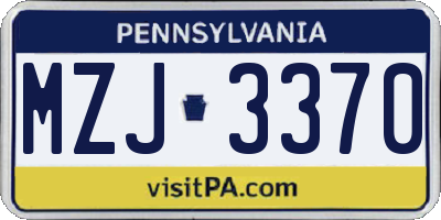 PA license plate MZJ3370