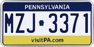 PA license plate MZJ3371
