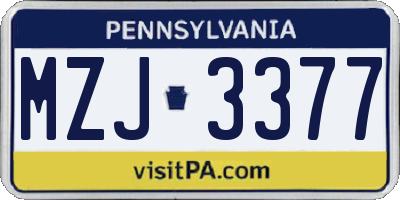 PA license plate MZJ3377