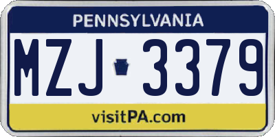 PA license plate MZJ3379