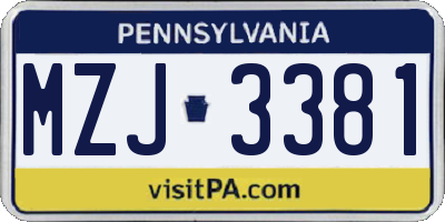 PA license plate MZJ3381
