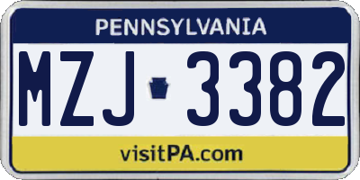 PA license plate MZJ3382