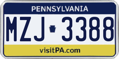 PA license plate MZJ3388