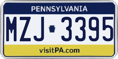PA license plate MZJ3395