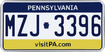 PA license plate MZJ3396
