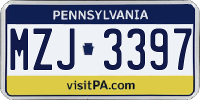 PA license plate MZJ3397