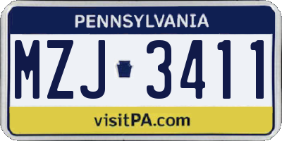 PA license plate MZJ3411