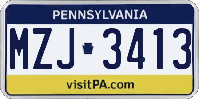 PA license plate MZJ3413