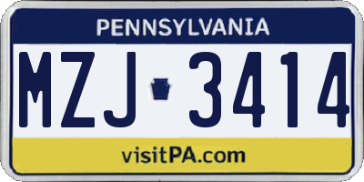 PA license plate MZJ3414