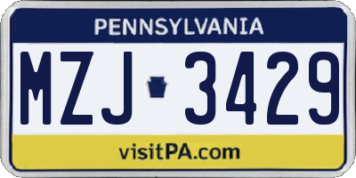 PA license plate MZJ3429