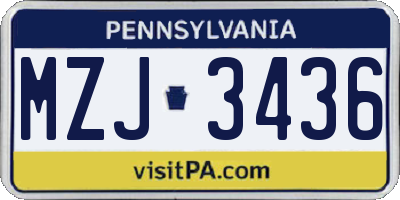 PA license plate MZJ3436
