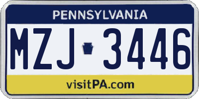 PA license plate MZJ3446