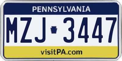 PA license plate MZJ3447